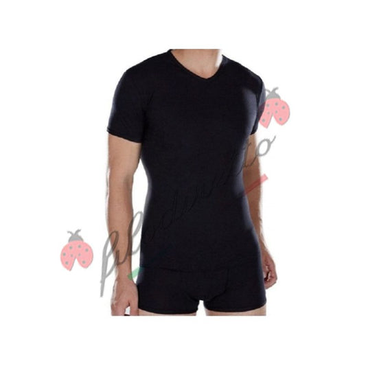 Liabel Uomo Maglia Manica Corta Scollo A V Lana E Cotone