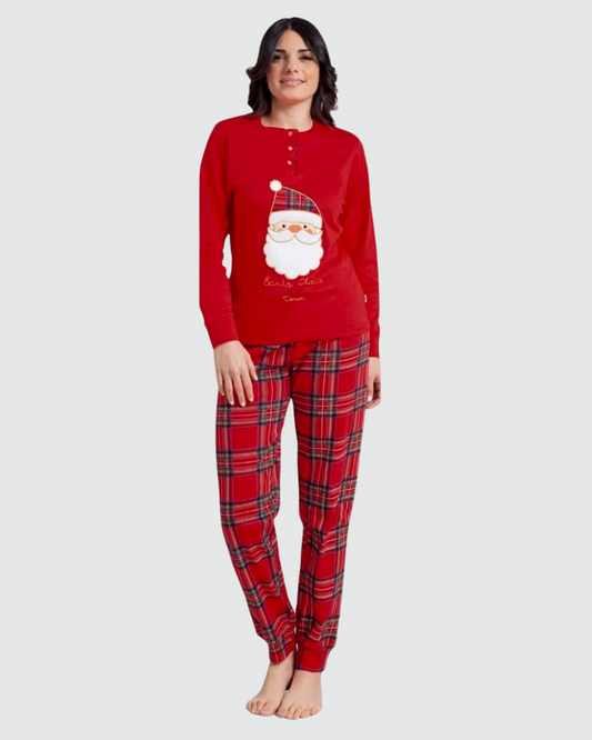 Irge Pigiama Natalizio Donna Caldo Cotone
