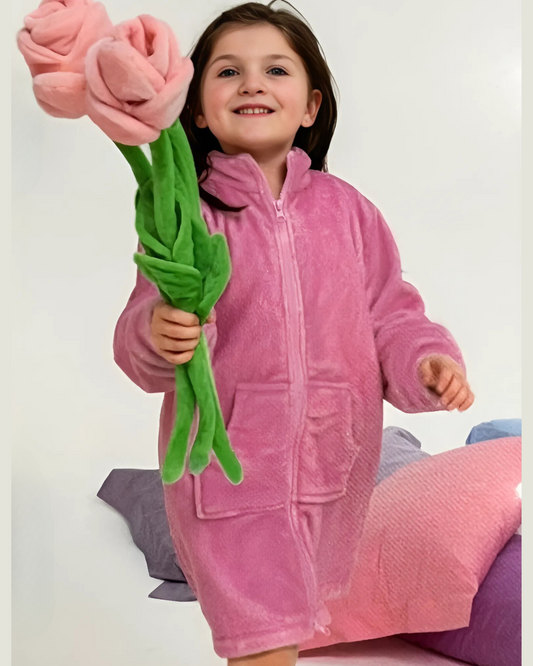 Kissimo Biancaluna Vestaglia Bambina Coral Con Zip