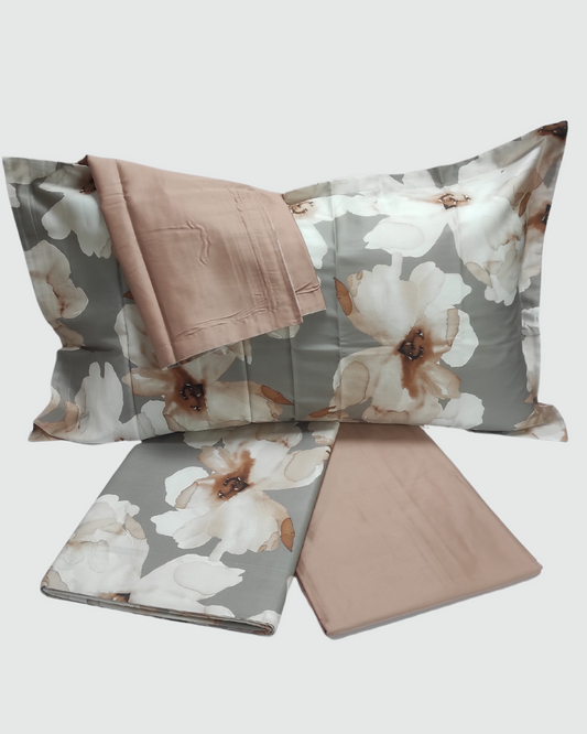 Reevèr Completo Letto Peonia Raso 100% Cotone Matrimoniale