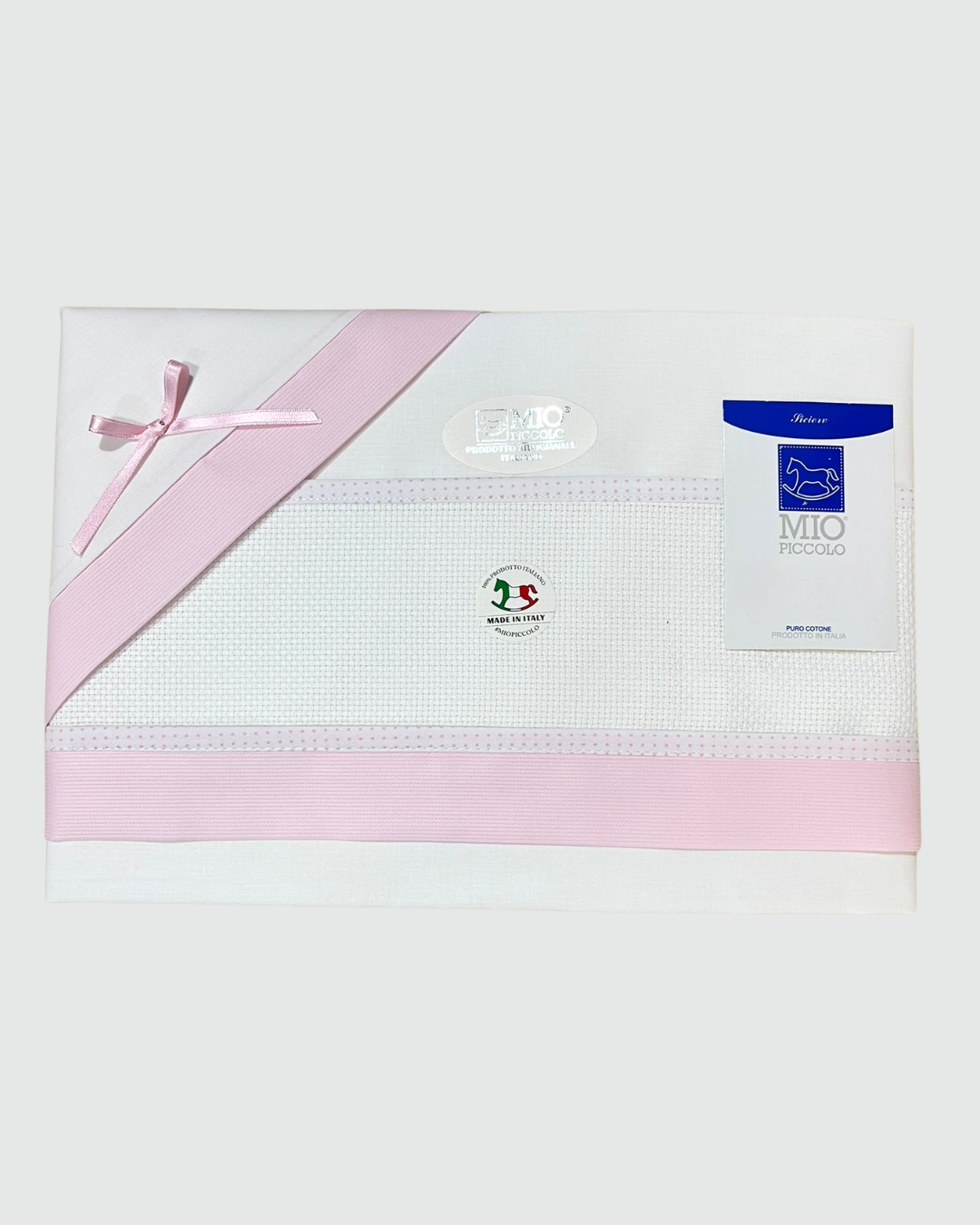 Mio Piccolo Completo Lettino Cotone Tela Aida Bordo Piquet