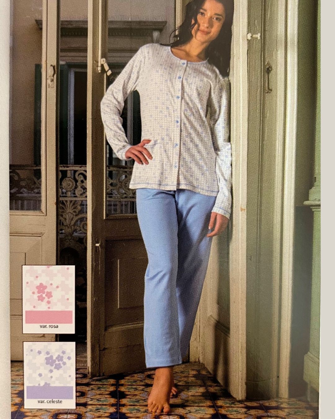 Baci Di Notte Pigiama Donna Caldo Cotone Aperto Avanti