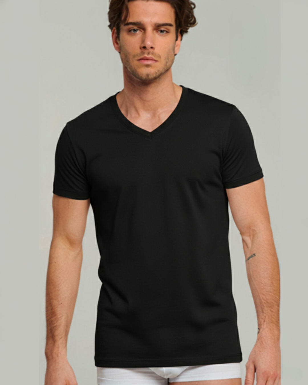 Kissimo Biancaluna Maglia Manica Corta Uomo Scollo V Caldo Cotone