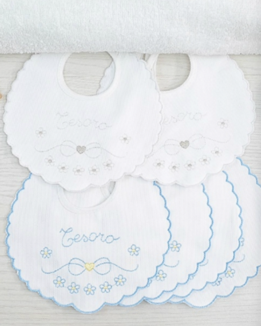 Mio Piccolo Bavetta Ricamata Cotone Piquet Dis.003