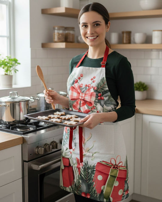 S&G Set Cucina Natalizio Grembiule+2 Presine Stampa In Digitale Glenda