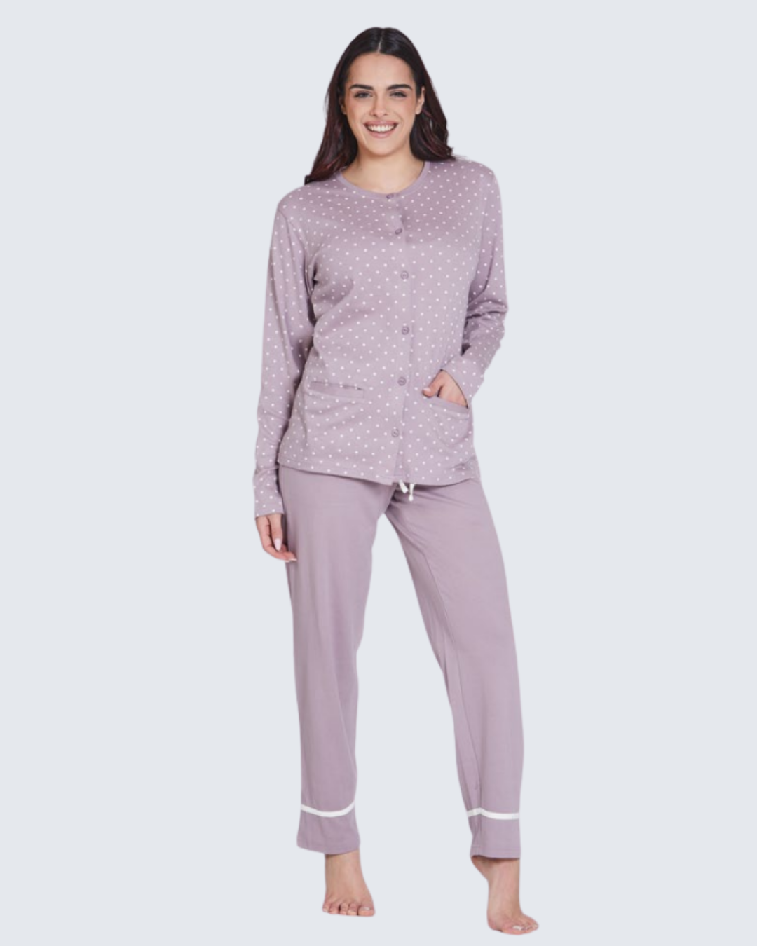 Nazareno Gabrielli Pigiama Donna Caldo Cotone Aperto Avanti