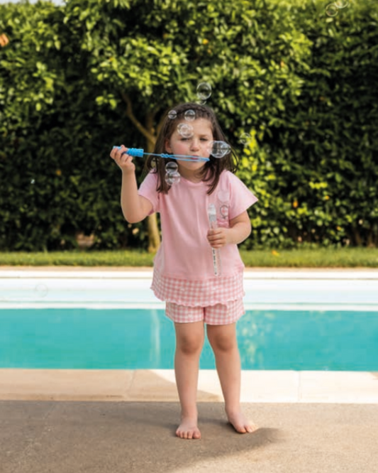 Kissimo Biancaluna Pigiama Bambina Cotone Manica Corta Pantalone Corto