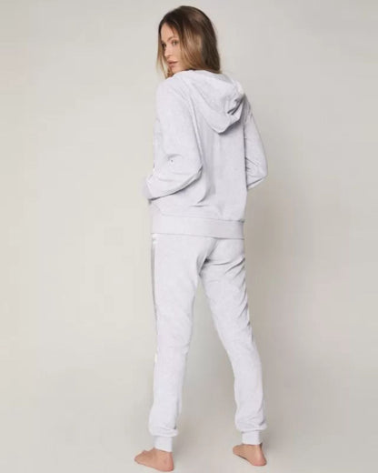 Admas Pigiama Tuta Donna Ciniglia Con Zip E Cappuccio