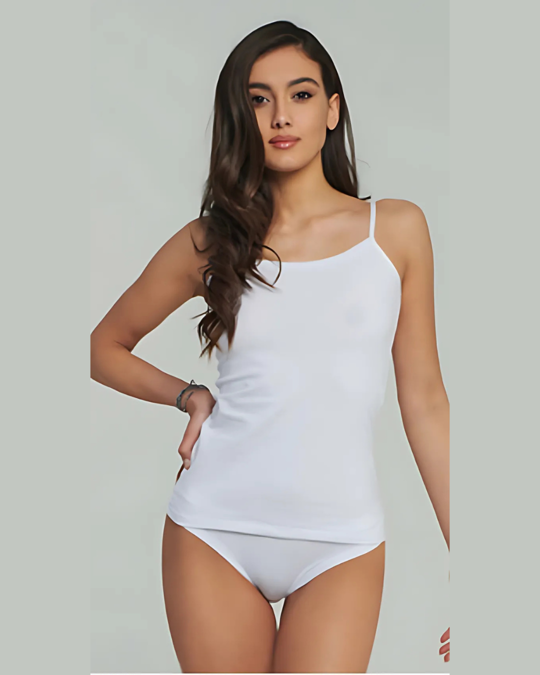 Kissimo Biancaluna Canotta Spalla Stretta Caldo Cotone