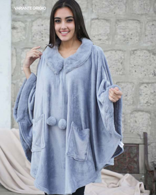 Kissimo Biancaluna Poncho Donna Flanella