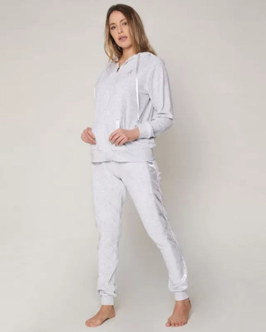 Admas Pigiama Tuta Donna Ciniglia Con Zip E Cappuccio